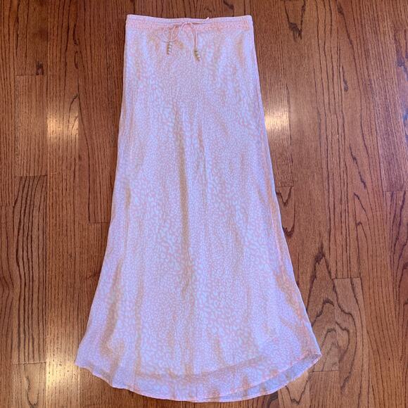 Flannel The Label Leopard Print Silk Maxi Skirt | Pink White | Size 1/ US 4-6 - Picture 1 of 10